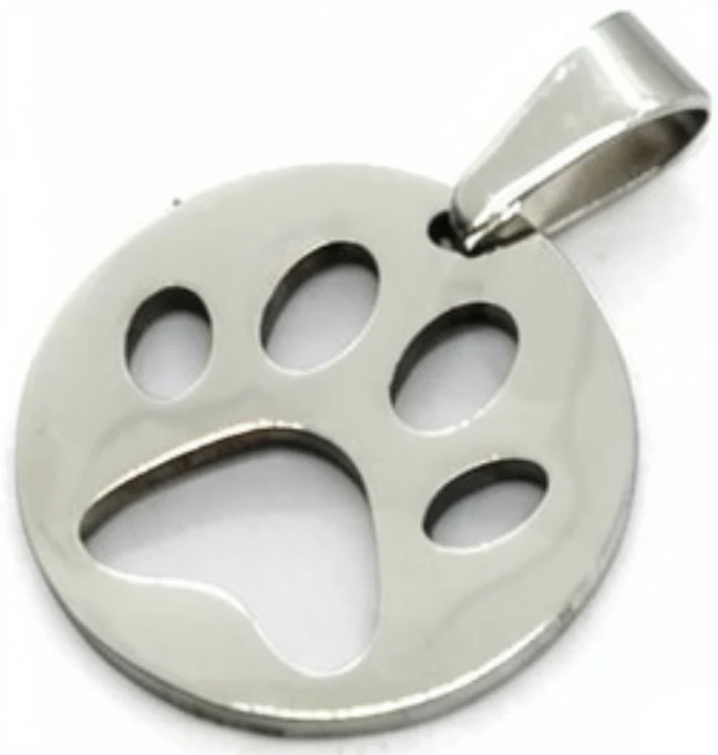 Dije de Acero Quirurgico huella patita 15mm